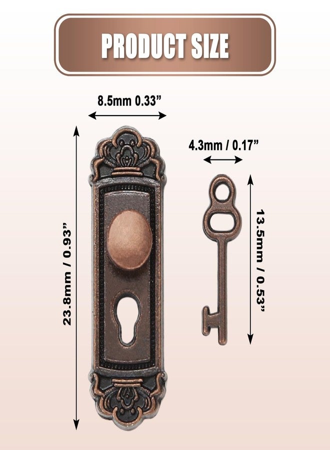 KH866 2PCS 1/12 Scale Miniature Door Knob Fittings with Handle Key Set for Dolls House - Image 2